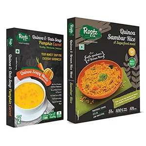 Combo Pack Of (Quinoa Sambar Rice With Goodness Of Brown Rice 300 Gm Each)+( Quinoa And Oats Pumpkin Carrot Soupy Meal With Chia Seeds 40 Gm Each), 340 Gm