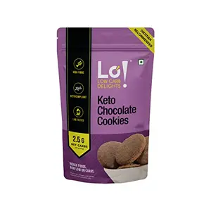 Lo! Low Carb Delights - Chocolate Keto Sugar Free Cookies (100g) | Stevia Sweetened | Zero Added Sugar | 2.5g Net Carb | Keto Snacks for Keto Diet | Guilt Free Chocolate for Indulgence | Low Carb Keto Sweets