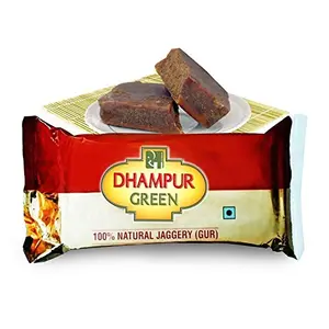 GREEN Natural Pure Jaggery Gur|Gud from Sugarcane - Chemical Free 1.3kg (Pack of 6 - 220g Each)