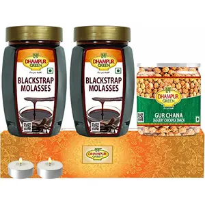 Speciality Blackstrap Molasses and Gur Chana Diwali Gift Box Hamper No Chemical Sugar Free No Sulphur and Added Preservatives 1.25Kg