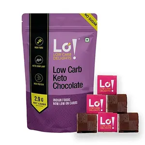Lo! Foods - Dark Keto Chocolates Bites | Bite Sized for Portion Control | Stevia Sweetened Keto Sweets | No Added Sugar | Low Carb Sweets with 2.9g Net Carbs Per Bite - 50g