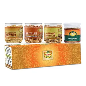 Speciality Caramel Brittle Gift Box - Almond Brittles Cashew brittles and Gur Saunf - 850g