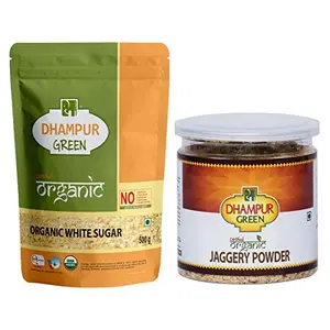 Speciality Organic Jaggery Powder and Organic White Sugar - Desi Khand Combo 750gms