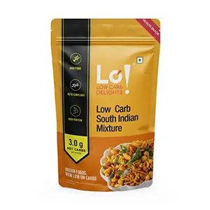 Lo! Low Carb Delights - Keto South Indian Mixture (200g) | 3g Net Carbs | Keto Snacks tested for Keto Diet | Low Carb Snacks | Diet Snacks Food | Zero Added Sugar Keto Namkeen