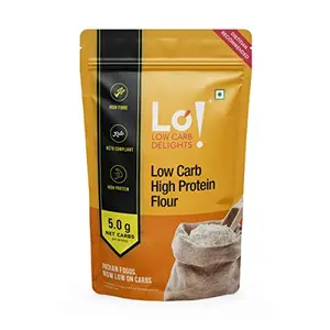 Lo! Low Carb Delights - High Protein Flour | 8 GMS of Protein Per Roti | Low Carb Atta | Lab Tested Low Carb Flour for Diet Food - 500g