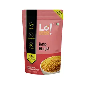Lo! Low Carb Delights - Keto Bhujia (200g) | Tastiest Keto Bhujia in India | Only 2.7g Net Carb | Keto Snacks for Keto Diet| Low Carb Snacks | Diet Snacks Food | Aloo Bhujia Sev style