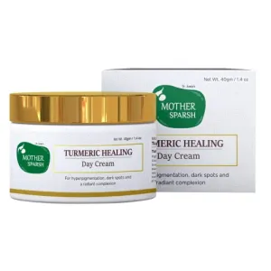 Mother Sparsh Healing Day Cream For Dark Spots Hyperpigmentation & Radiant Complexion | Non-sticky and Lightweight | Made with Gotu Kola Turmeric & Green Coffee Extract | Perfect for Daily Use (For all skin type) 40gm