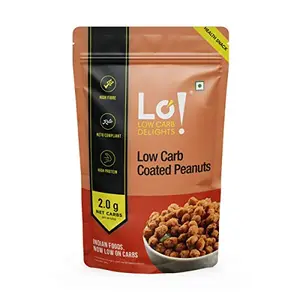 Lo! Low Carb Delights - Keto Coated Peanuts (200g) | Only 2g Net Carbs | Keto Snacks tested for Keto Diet | Low Carb Snacks | Diet Snacks Food | Zero Added Sugar Namkeen