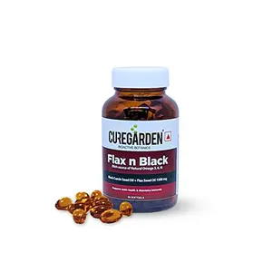 Curegarden Flax N Black | Rich Source of Natural Omega 369 | Black Cumin Seed Oil + Flax Seed Oil | 1500 mg