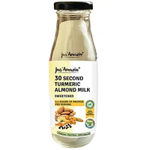 Jus' Amazin 30-Second Turmeric Almond Milk (5X25g sachet) | 1 Sachet makes 1 Cup | 5.4g Protein per serving | 100% Natural Plant-Based Nutrition | Zero Additives | Vegan & Dairy Free
