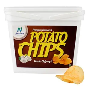 Box Pack Premium Flavoured Garlic Chhomp Potato Chips 200 gm (7.05 OZ)