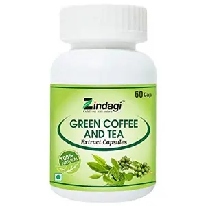 Zindagi Green Coffee & Tea Cap.. - Natural Green Coffee & Green Tea Extract For Weight Loss (60 Caps)