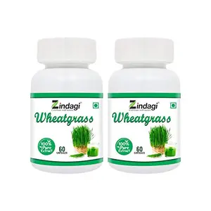 Zindagi Wheatgrass Extract Cap.. - Natural Immunity Booster - For Healthy Body - 60 Cap.. (Pack of 2)