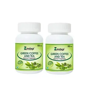 Zindagi Green Coffee & Tea Capsules - Natural Green Coffee & Green Tea Extract For Weight Loss (60 Capsules) Pack of 2