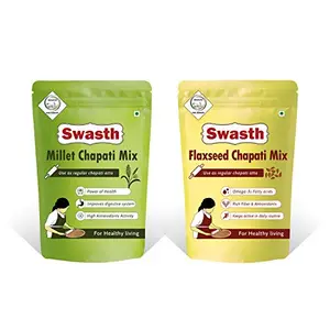 SWASTH Flaxseed Chapati Mix & Millet Chapati Mix - Combo Pack - 750Gm Each (Other Names of Flaxseed - Agase Jawas or Alashi.Ali Vidai Tishi or Pesi Avise Ginzalu) & (Other Names of Millet Siridhanya - Siruthaniyam Chiru Dhanyalu)