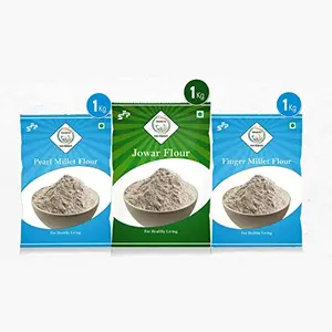 SWASTH Glutenfree Atta(Flour) | Natural Pearl Millet Atta( Flour)  Jowar(Sorghum) Millet Flour and Finger Millet Flour - Combo Pack of 3 -1Kg Each | 100% Natural | Glutenfree