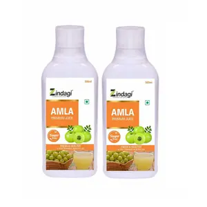 Zindagi Pure Amla Juice - Loaded With Vitamin C - Concentrate & Sugar-Free Energy Drink (500 ML) Pack of 2