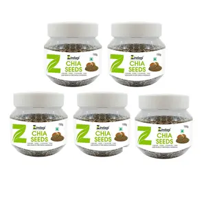 Zindagi Black & White Chia Seeds - Calcium Rich Seeds - Natural Weight Management - Immunity Booster Healthy Snacks (150 Gm Each) Pack of 5