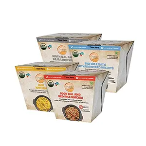 Organic Roots Spicy Mix Khichdi Combo - Pack of 4 Instant Khichdi Healthy Snacks Ready To Eat & Cook Meal No MSG No Preservatives Full Meal
