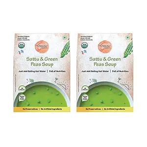 Organic Roots Sattu & Green Peas Instant Soup Packets Healthy Natural Ready To Cook Vegetable Soup Mix Powder Pack of 2 (30G Each 230Ml)