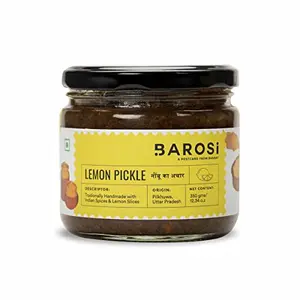 Barosi Lemon Pickle 350 gm, Authentic, Traditional & Handcrafted, Sustainable Glass packaging