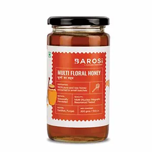 Barosi Multi Floral Honey 500 gm, NMR Tested Pure and Raw Immunity Booster, Natural Forest Source, Sustainable Glass Packaging