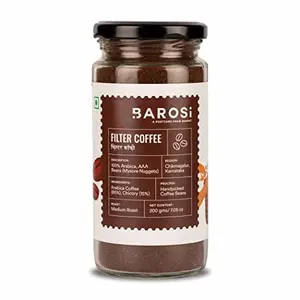 Barosi Filter Coffee 200 gms, AAA grade Arabica Beans, Authentic and Aromatic, Sustainable Glass Packaging
