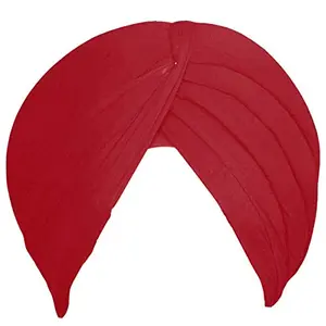 Sikh Cotton Turban for Men | B-Red Color | 8 MTS Stitched Punjabi Pagri