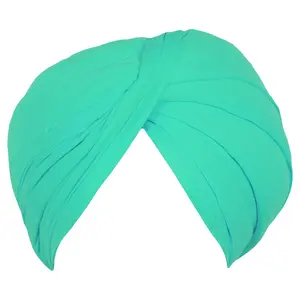Sikh Cotton Turban for Men |GS Aqua Color | 6 MTS Stitched Punjabi Pagri