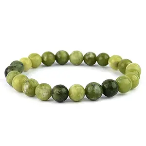Natural Vessonite Bracelet Crystal Stone 8 mm Beads Bracelet Round Shape (Color : Green)