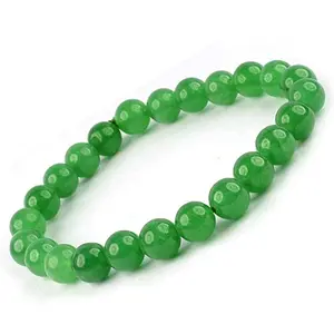 Natural AA Green Jade Bracelet Natural Crystal Stone 8 mm Beads Bracelet Round Shape for Reiki Healing and Crystal Healing Stone (Color : Green)