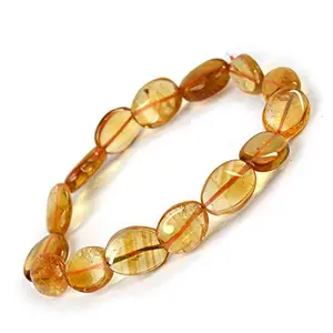 Natural AAA Citrine Bracelet Crystal Stone Oval Bead Bracelet for Reiki Healing and Crystal Healing Stones (Color : Yellow)
