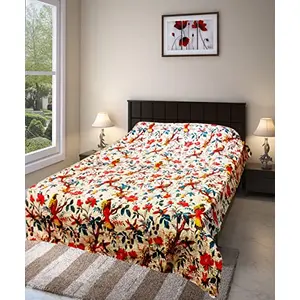 Vermilion Lifestyle Kantha Stitch Bedcover/AC Quilt. Pure Cotton King Size 90x108 in. (White)