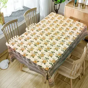 Vermilion Lifestyle Hand Block Printed 100% Cotton Rectangular Table Cloth with 6 Napkins for 6 Seater Dining Table | (Brown Rose 220 Inch X 140 cm.)