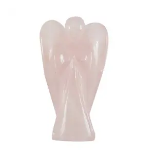 Natural Rose Quartz 1 Inch Angel Stone Crystal Angels for Reiki Healing and Crystal Healing Stones (Color : Pink)