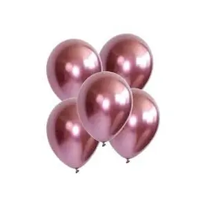 10" Chrome Balloons for Brthdays Anniversaries Weddings Functions and Party Occassions (20 Rose Pink)