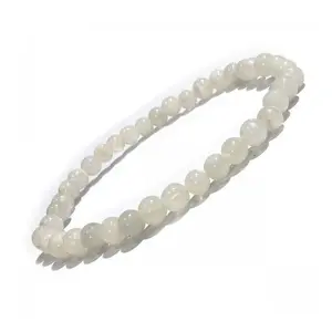Rainbow Moonstone Bracelet 6 mm Round Bead Reiki Healing Crystal Bracelet for Unisex (Color : White)