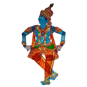 Silkrute Handpainted Leather Foldable Puppet - Lord Krishna