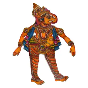 Silkrute Leather Hand Painted Foldable Puppet - Lord Ganesha