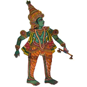 Silkrute Leather Hand Painted Foldable Puppet - Lord Krishna