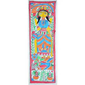 Silkrute Traditional Madhubani Painting Depicting "Goddess Saraswati "