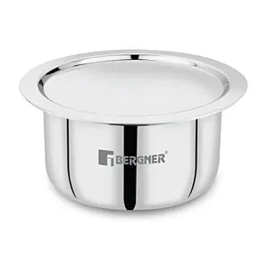 BERGNER Tripro Triply Stainless Steel Tope/Patila with Stainless Steel Lid 14 cm 1.2 Litre Induction Base Silver