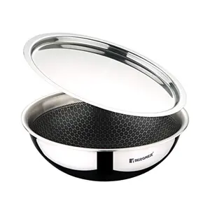 BERGNER Hitech Triply Stainless Steel Scratch Resistant Non Stick Tasra/Tasla With Stainless Steel Lid 20 cm 1.5 Litres Induction Base Food Safe (PFOA Free) 2 Years Warranty Silver
