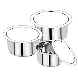 Bergner Essential Stainless Steel Tope Set 14.5cm 16cm19 cmInduction Base Silver