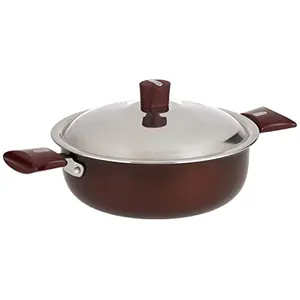 NIRLEP by Bajaj Electricals Selec+ Aluminium Non Stick Induction Casserole with Lid (4 LTR Maroon)