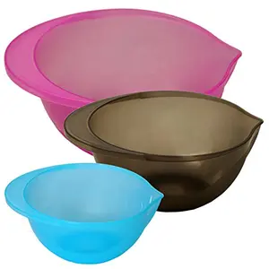 Jaypee plus Plastic Blending Bowl Set of 3 4 liters Multicolor (Blue Grey Purple)