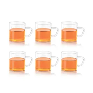 Borosil Vision Tea N Coffee Glass Mug Set Of 6 - Microwave Safe 190 ml