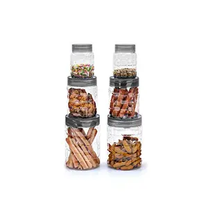 Cello Checkers Plastic PET Canister Set 6 Pieces Clear Safe Plastic Capacity - 300ml+650ml+1200ml x 02 Each