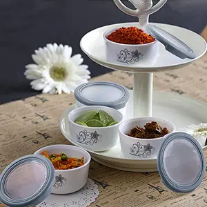 Cello Opalware Condiment Set Camber Black 6pcs White and Grey