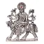 Brass Silver Plated With Stones Hindu Goddess Durga Devi Handicraft Statue Sherawali Mata Rani / Maa Kali Decorative Spiritual Puja Vastu Showpiece Figurine - Religious Pooja Gift Item & Murti for Mandir / Temple / Home / office